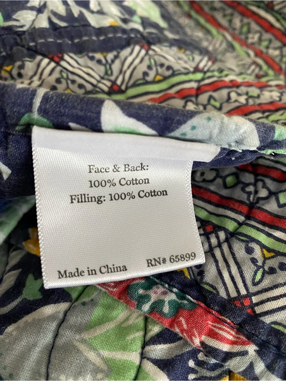 Vera Bradley Navy Floral Quilted Throw with Pink, Yellow, Green Accents